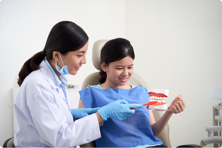 Dental services icon with colorful symbols