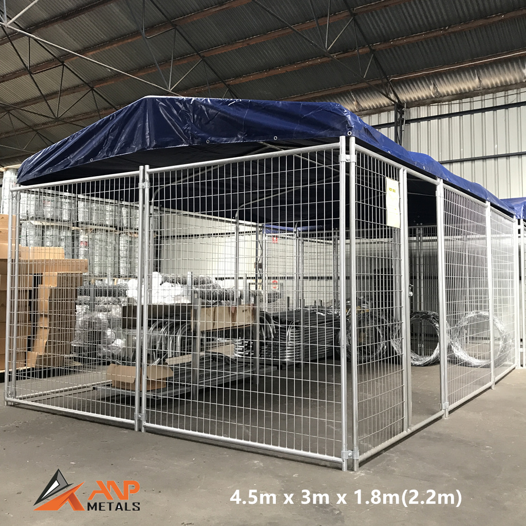 Roofed Heavy-Duty Dog Enclosure 4.5m x 3m x 1.8m(2.2m)